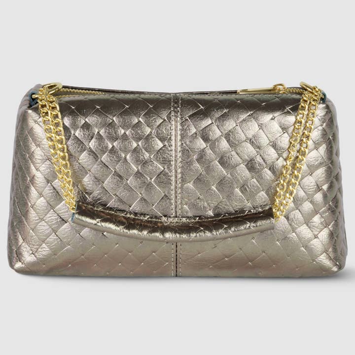 TAKEASY - Wholesale Shoulder Bag - Women's - Weave Metallic Suede Leather Crossbody Bag5