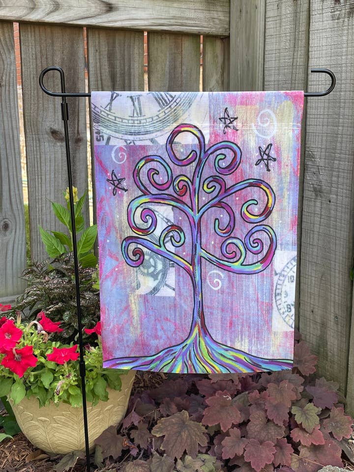 Garden Flag from Original Artwork, "Stargazing", 12x18, 2-Sided for wholesale by DebDragonfly Studio