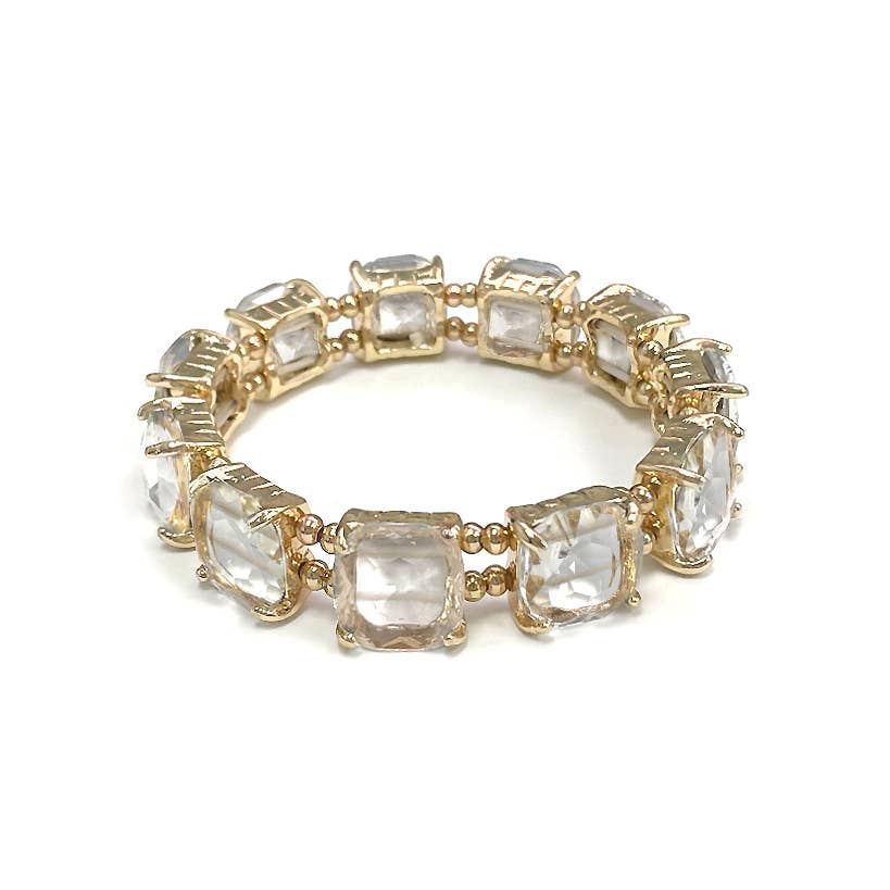 StarryNYC - Vendita all'ingrosso Braccialetto con ciondolo/pendente - Bracciale elasticizzato con cristalli in vetro tagliato a cuscino25