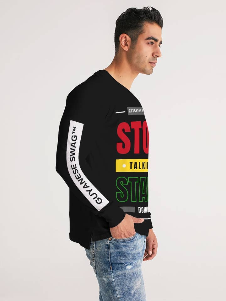 Guyanese Swag™ Hör auf zu reden und fang an, Langarm-T-Shirt für Männer zu machen für den Großhandel von Guyanese Swag