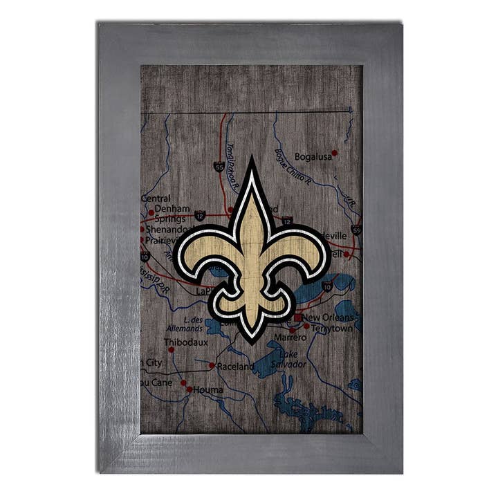 Mapa de la ciudad de los New Orleans Saints 11x19 enmarcado para venta al por mayor de Fan Creations
