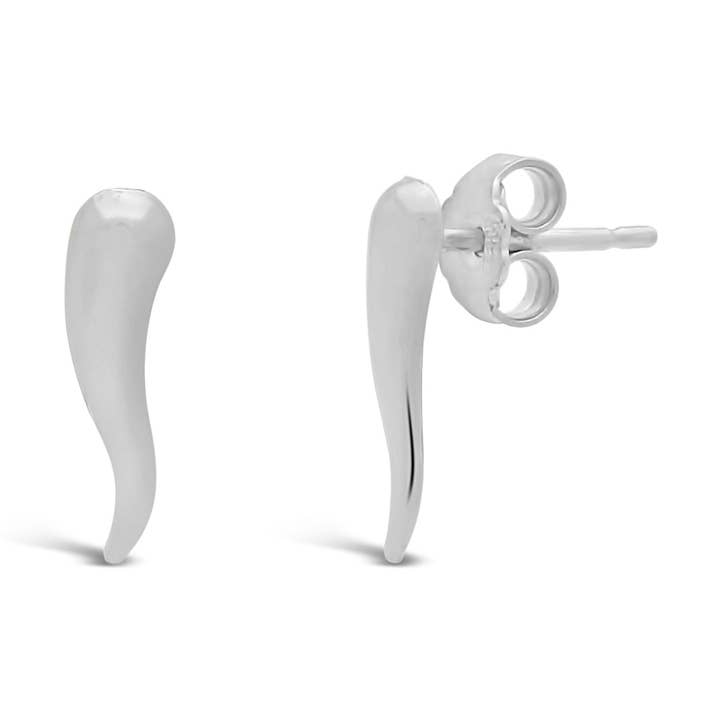 Silver Italian Horn Stud Earrings for wholesale by Barrocos
