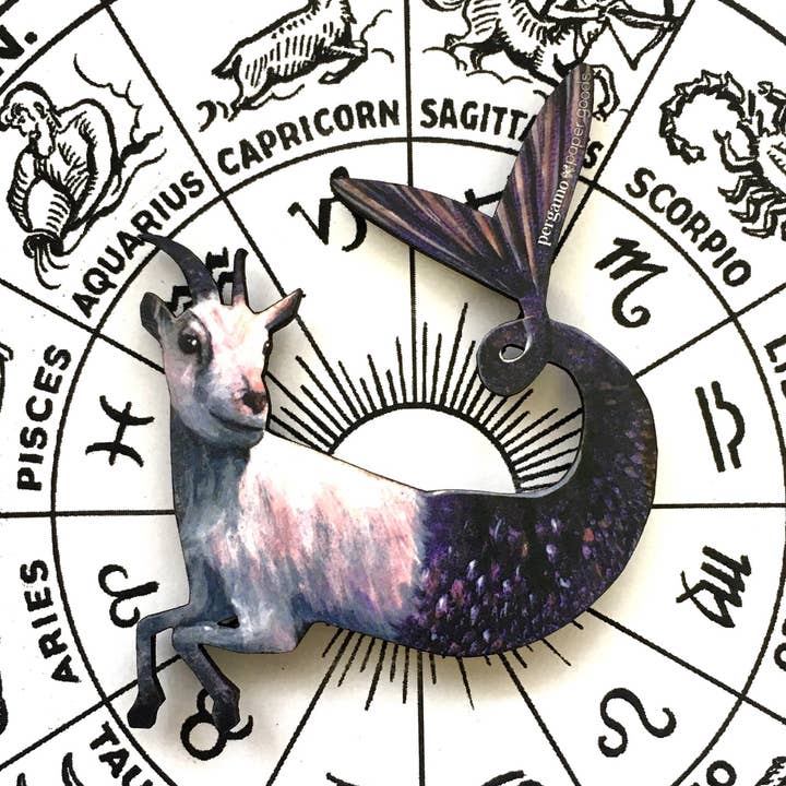 Pergamo Paper Goods - Wholesale Magnet - Capricorn - Goat Mermaid Laser Cut Wood Magnet0