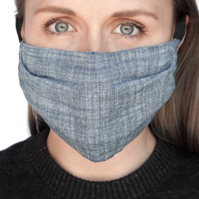 Máscara facial - Ace - Indigo Chambray por atacado de Rendall Co.