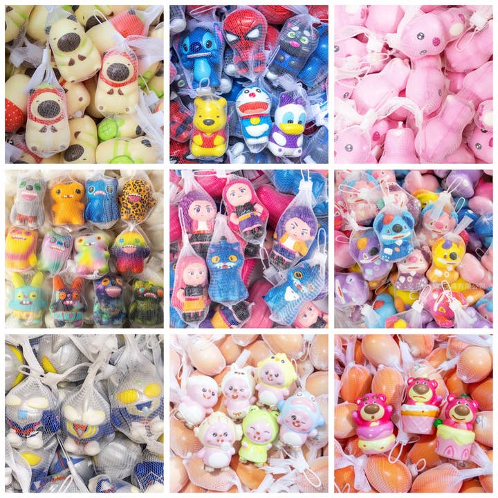 Cartoon Style Slow Rebound Squishy Stress Toy Doll Keychain Squeeze Fidget for Kids & Adult for wholesale by Auraquise
