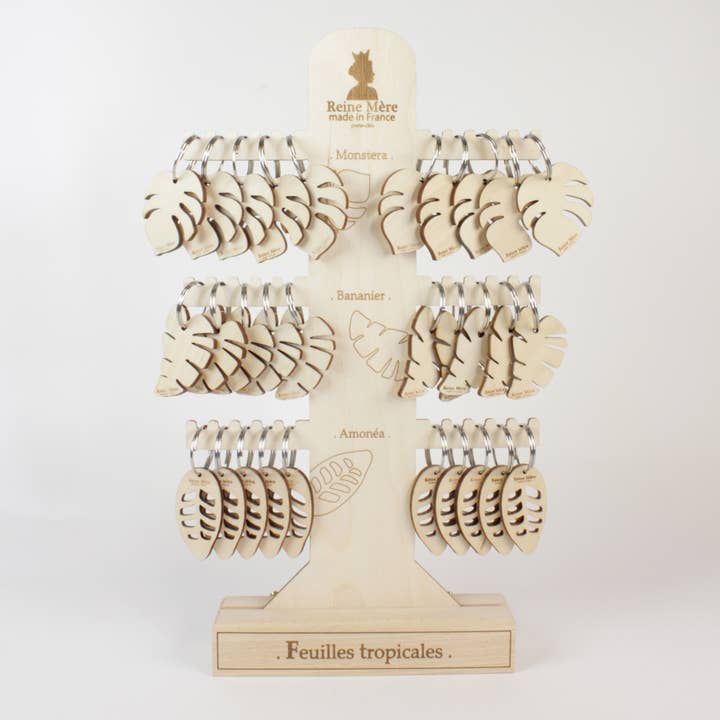 30 Tropics nyckelringar + Display - (tillverkad i Frankrike) för wholesale av Reine Mère