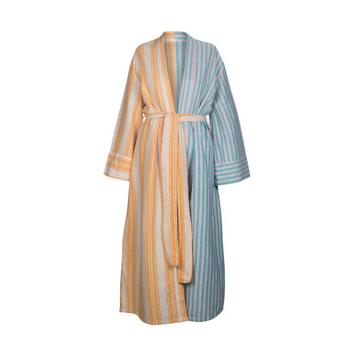 TYLER - Strukturierter Wickel-Langkimono Zitrus für den Großhandel von ANI