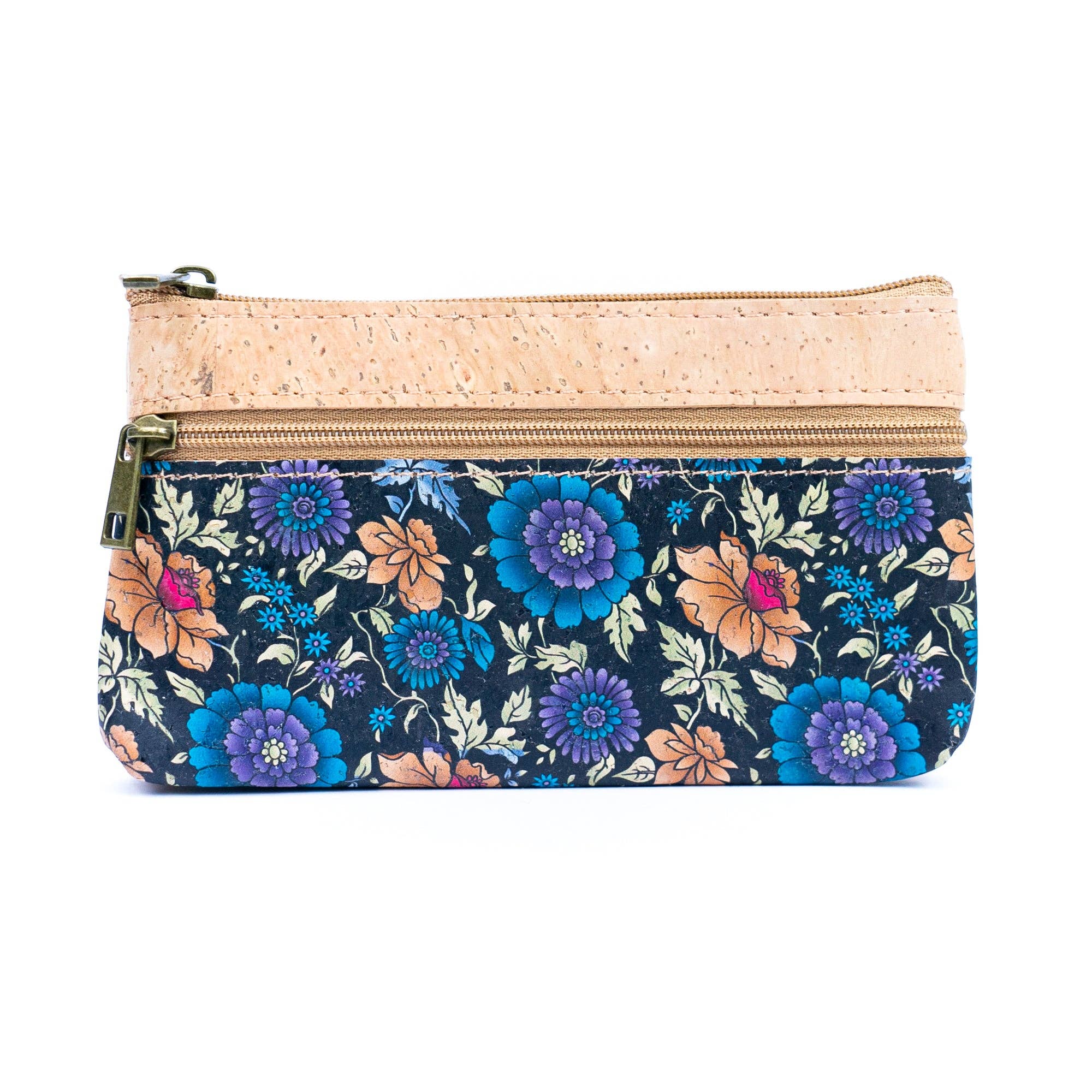 Meninas Bonitas Cork - Vente Porte-monnaie – femme - Portefeuille femme en liège imprimé chic à double fermeture éclair BAG-23282