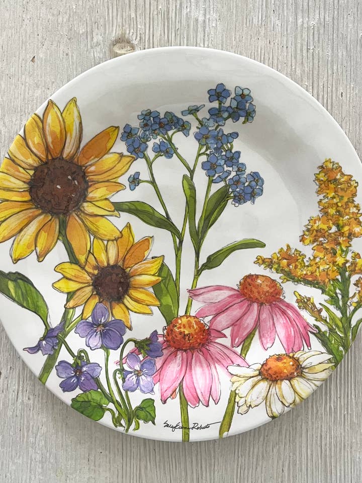Wildflower Floral Garden Salad Dessert Appetizer Plate for wholesale by Bamboo Table