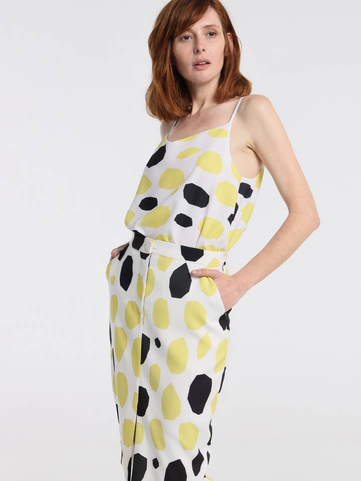 V&LUCCHINO - Jupe mi-longue ouverte Lemon Line | Coupe classique pour la vente par PAUSANT SHOP ONLINE