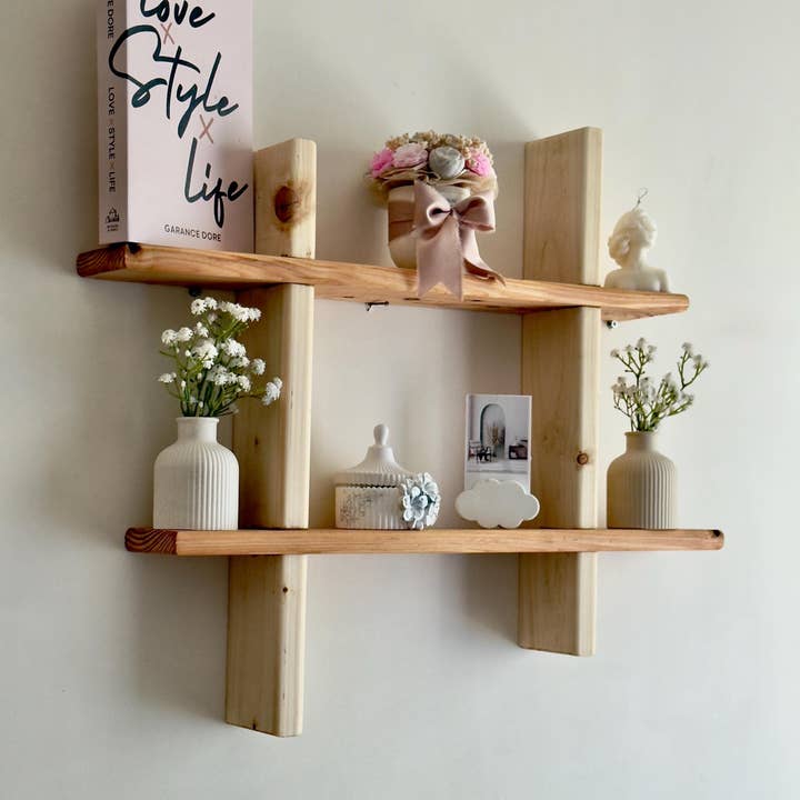 Handmade Floating Wall Shelf from Recycled Wood for wholesale by HandmadebyAnyA
