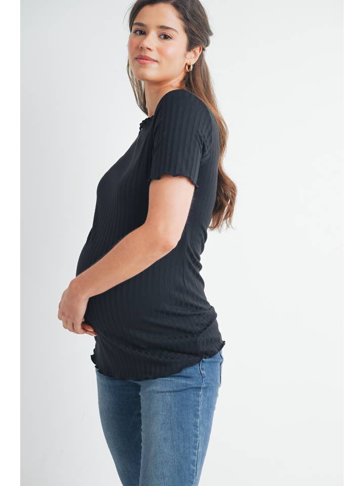 Hello Miz - Wholesale Top - Maternity - Ribbed Short Sleeve Maternity T-Shirt 4