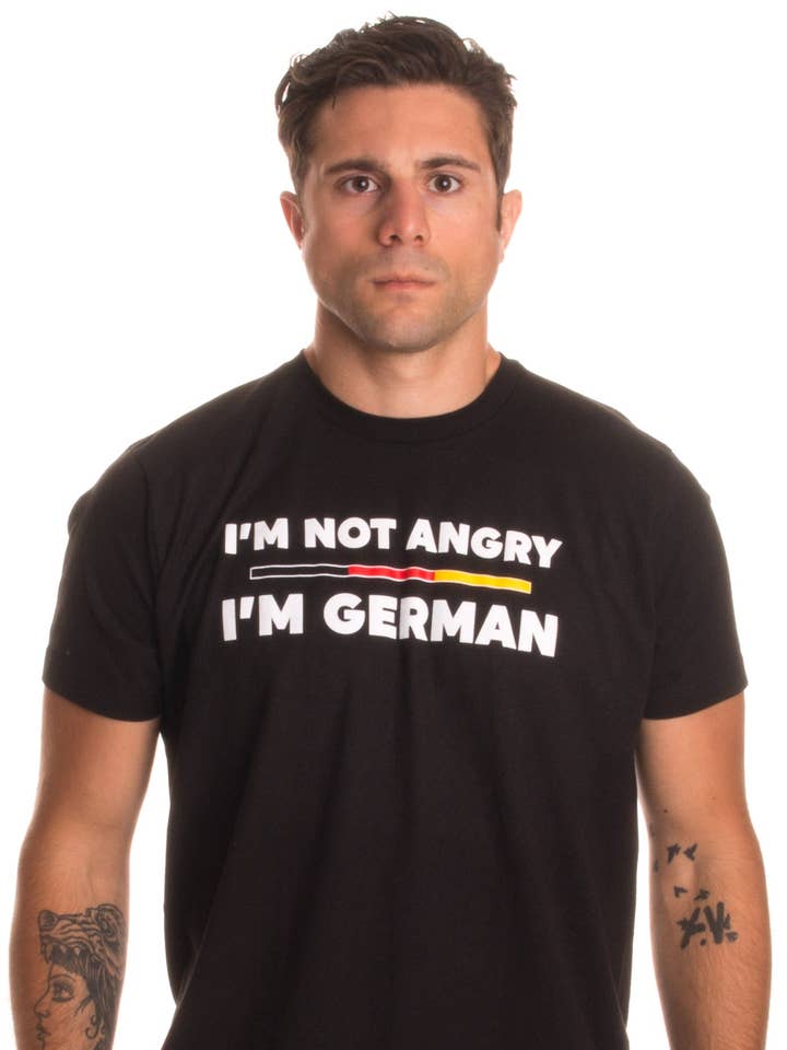 Ik ben niet boos, ik ben Duits | Grappig Duits-Amerikaans humor-T-shirt met Duitse vlag voor wholesale door Ann Arbor Tees
