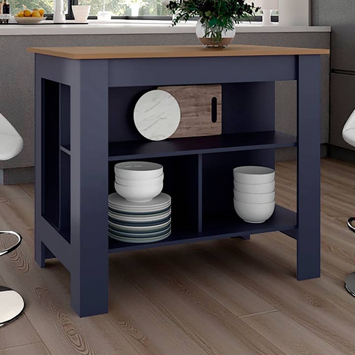 Cala Kitchen Island, Three Open Shelves, One Top Shelf, Four Legs, Modern Kitchen Decor And Organizer for wholesale by TUHOME FURNITURE