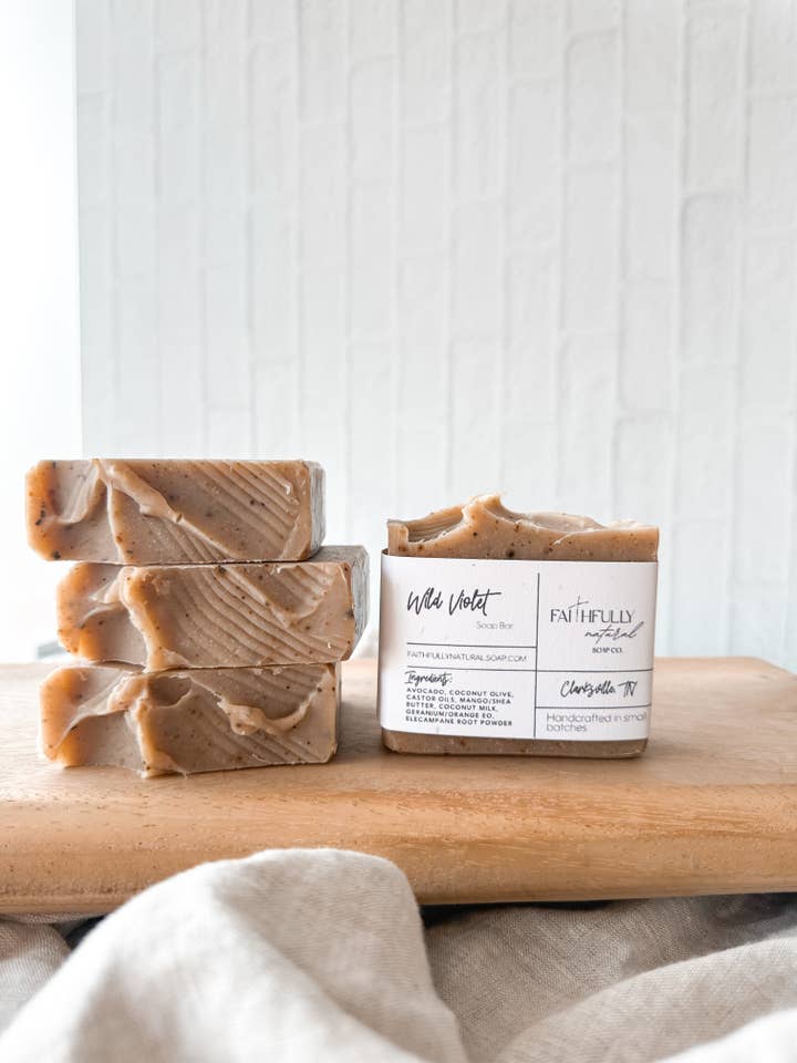 Wild Violet for wholesale by Faithfully Natural Soap Co