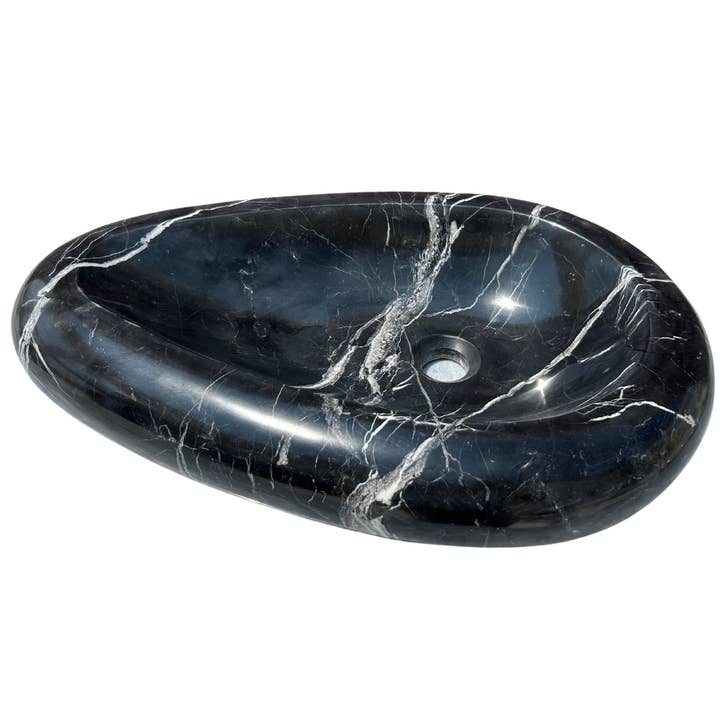 Black Marble Vessel Sink for Bathroom Vanity Top, Egg Formed Nero Marquina Marble Sink for wholesale by Arbon Marble