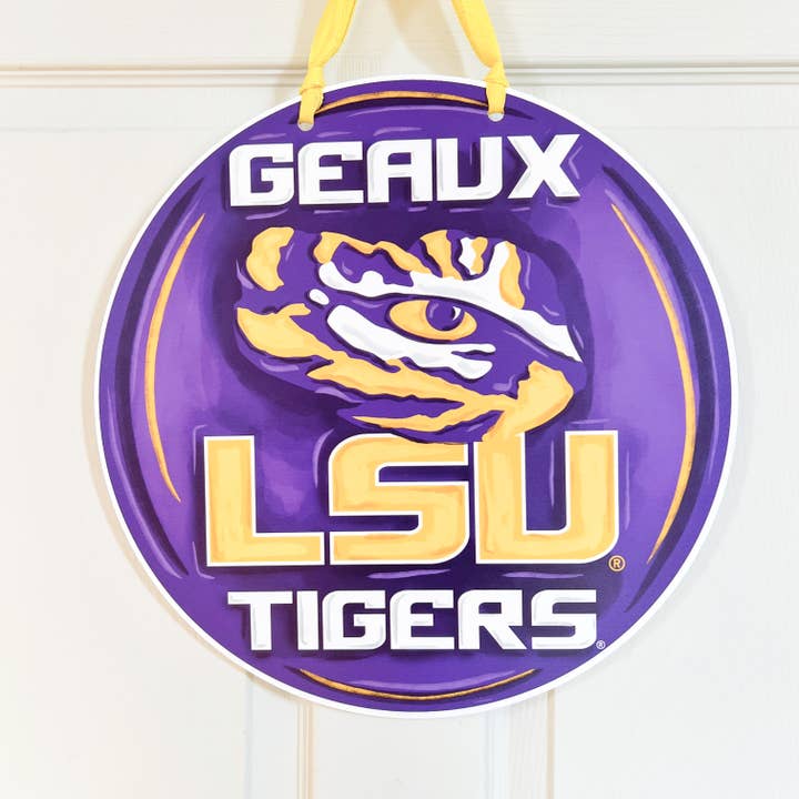 Home Malone - Wholesale Door Hanger - LSU Purple + Gold Door Hanger Geaux Tigers0