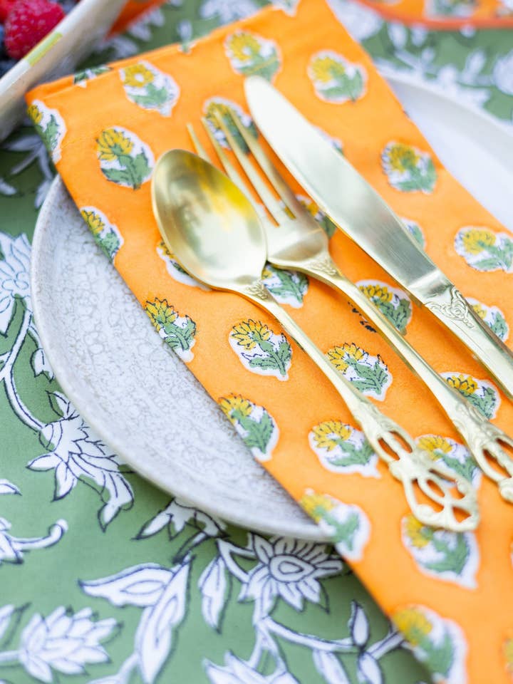 Block Print Napkins - Set of Four for wholesale by Olive & Loom