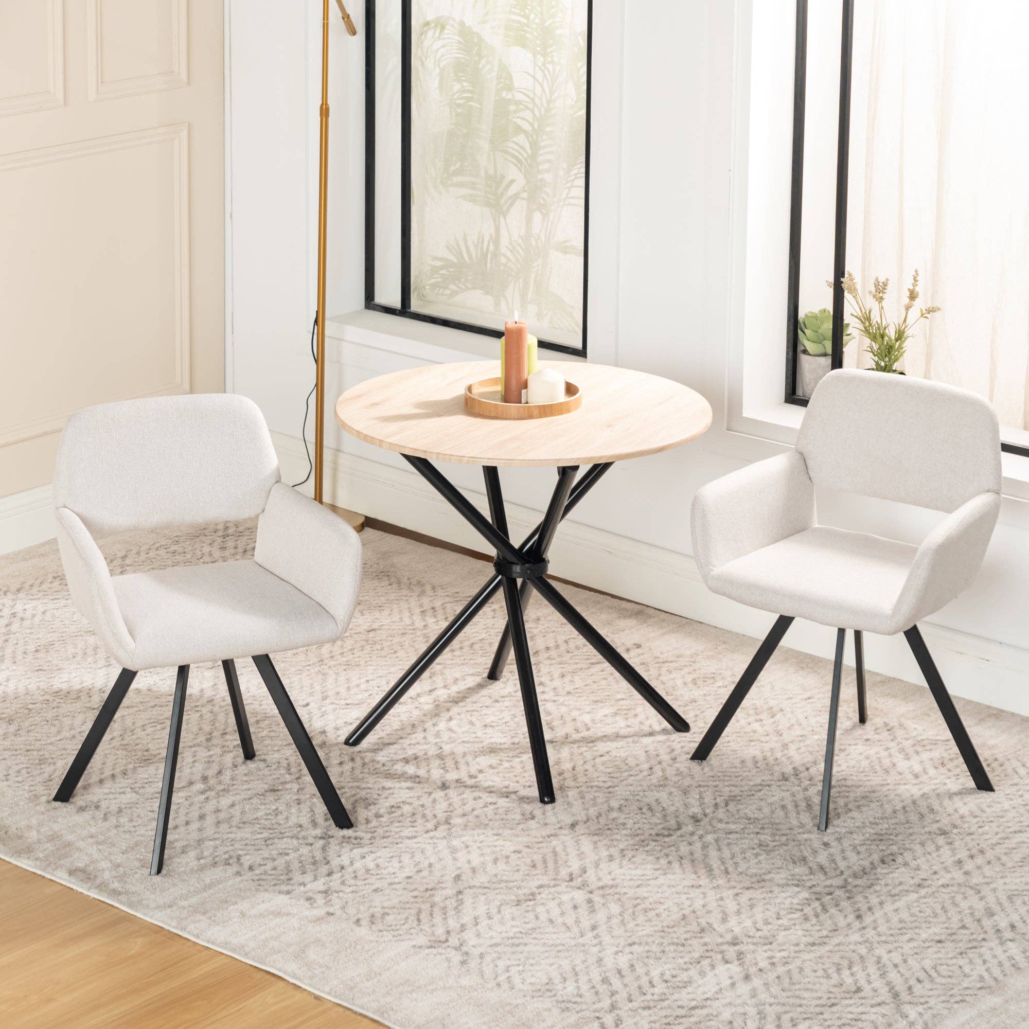 Urban Meuble - Vendita all'ingrosso Sedie - Set di 4 sedie da pranzo scandinave girevoli in tessuto beige CALIFORNIA KD BEIGE SWIVEL X23