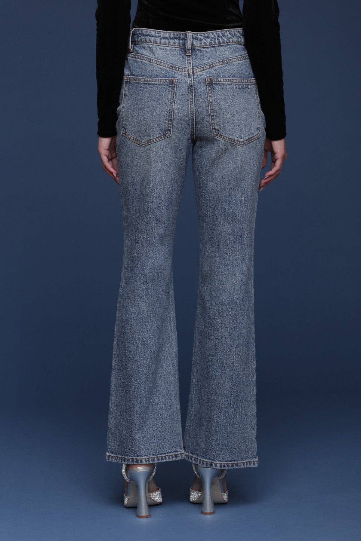 Persheron Wash Chain Embellished Flare Jeans for wholesale on Faire2