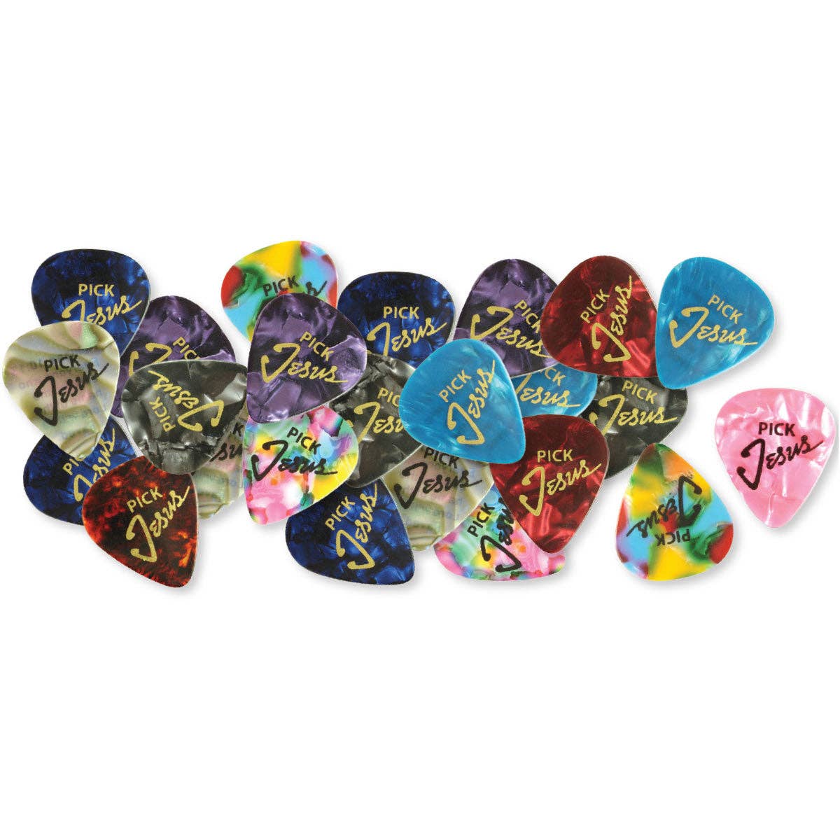 Kerusso - Wholesale Retailer Display - Accessories - 100 Pc Pick Jesus Guitar Pick Assortment with Free Acrylic Tray Display1
