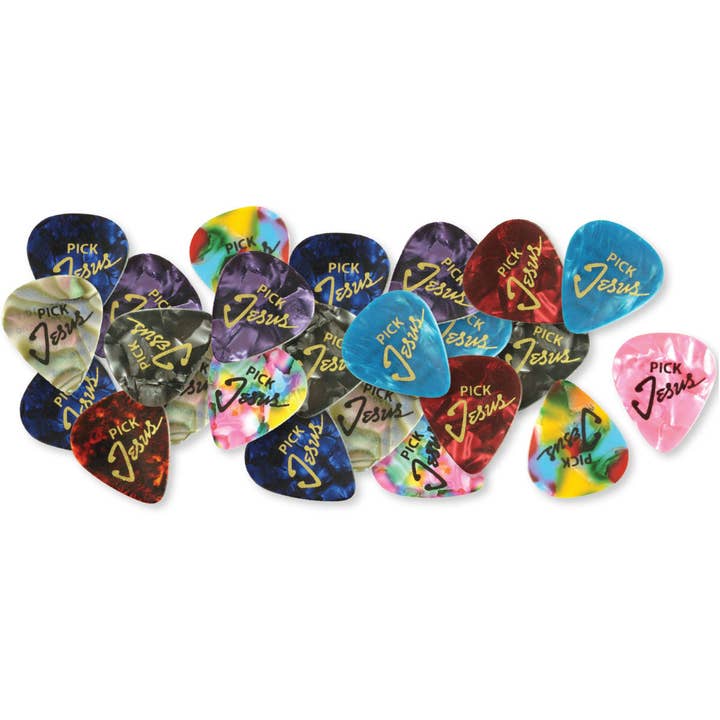 Kerusso - Wholesale Retailer Display - Accessories - 100 Pc Pick Jesus Guitar Pick Assortment with Free Acrylic Tray Display1