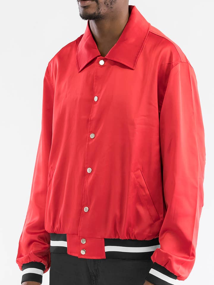 Red Satin Bomber Jacket for wholesale by WEIV