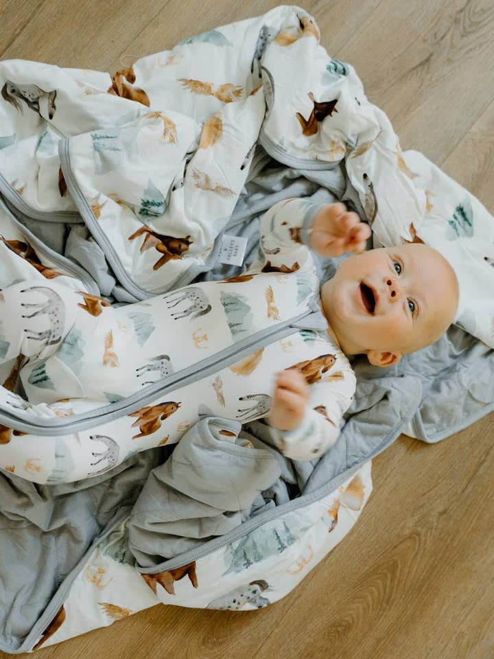 Footed Sleeper - Mountain Trails for wholesale by Peaks & Valleys Baby