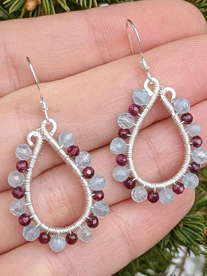 Brincos de Aquamarine, Granada e Prata por atacado de Le Tourbillon Minéral