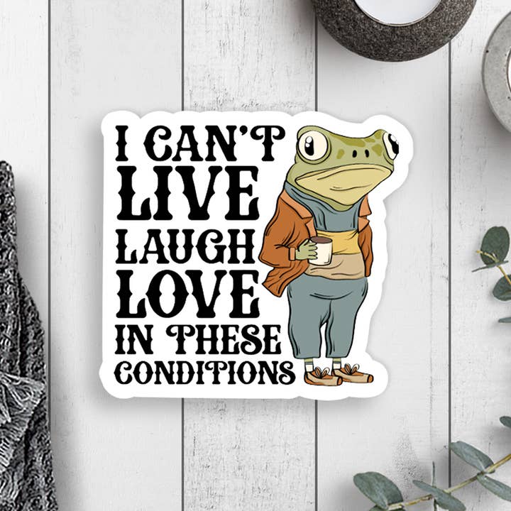 Live Laugh Love Frog Vinyl Sticker for wholesale by Expression Design Co