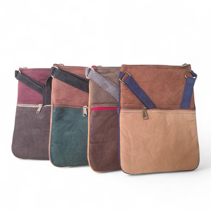 Happy Lona - Wholesale Crossbody Bag - Women's - Artisan Suede 5 Zip Crossbody Bag2