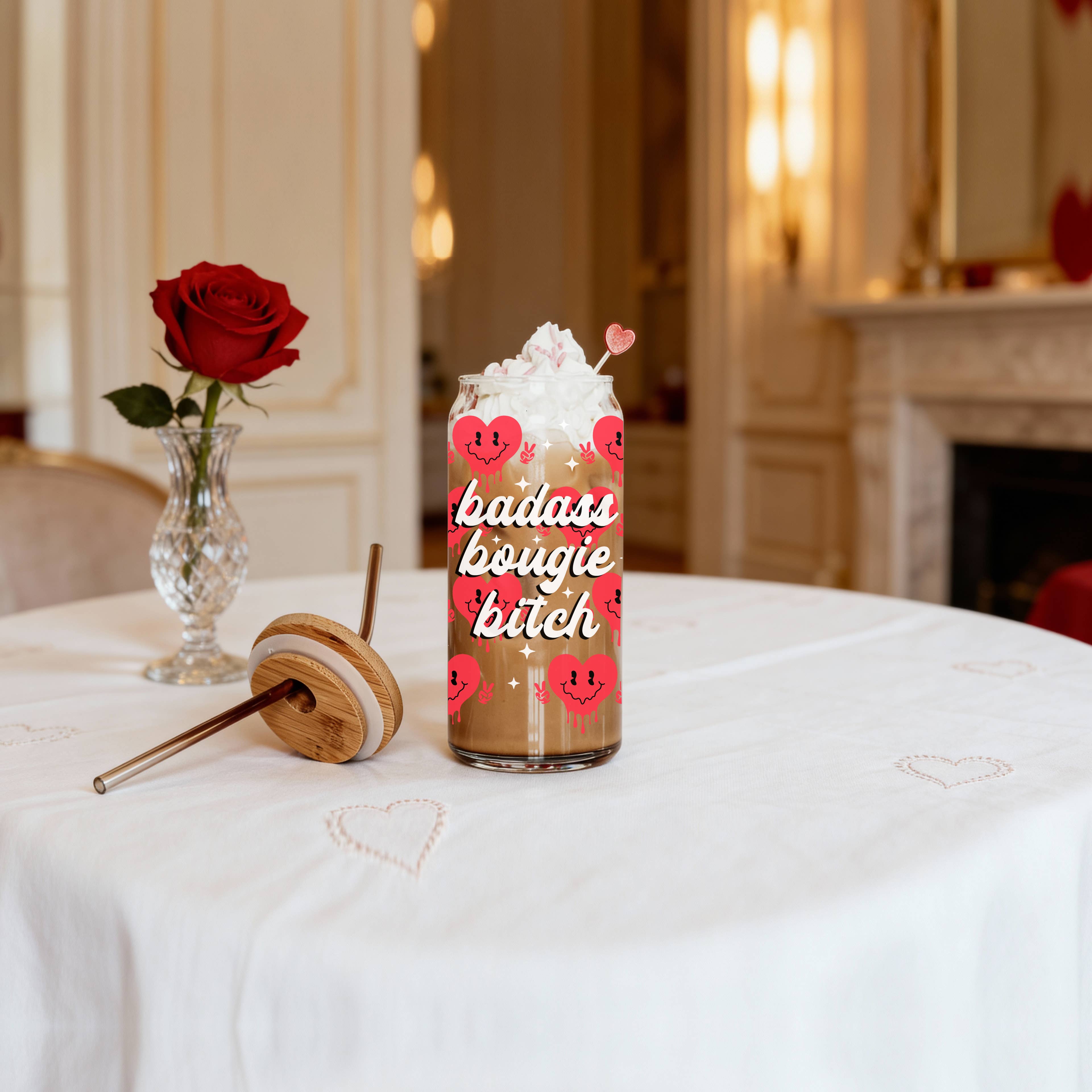 Gia Roma - Wholesale Coffee Mug - Valentines Glass Tumblers Heart Smiley, Galentines Gift Idea17