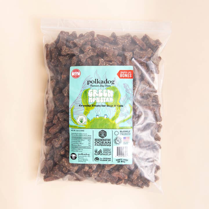 Pet Palette Distribution - Wholesale Pet Treats - Dog - Polkadog Green Monstah Bone Shaped Crunchy Dog & Cat Treats0