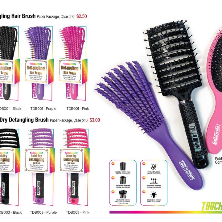 SM Beauty LLC - Wholesale Hair Brush/Comb - Touchdown Quick Dry Detangling Hair Brush4