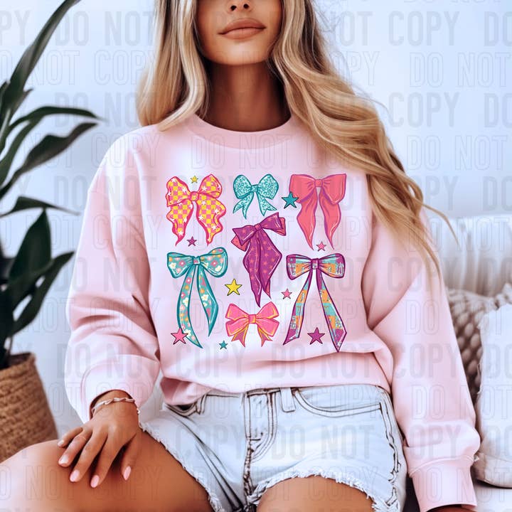 Retro Colorful Bows DTF Transfer for wholesale by K and M Designs