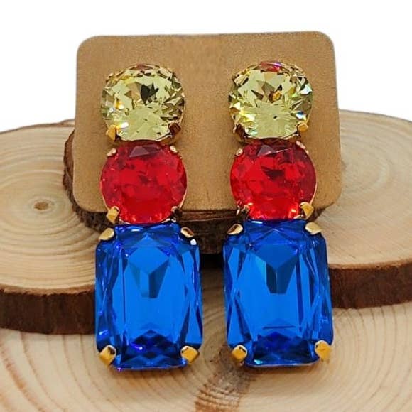 Orecchini a doppia combinazione - Jonquil/Hyacinth/Capri Blue per la vendita all'ingrosso da parte di QUÉ MÁS JEWELS