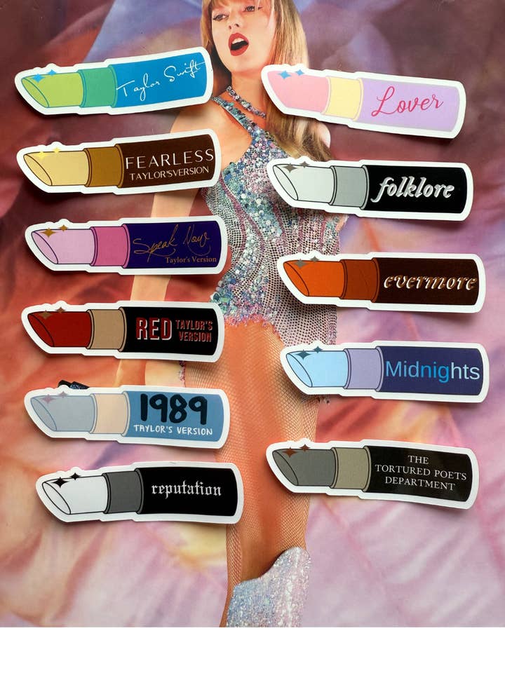 Tay Inspired Album Lipstick SET- 22 stickers for wholesale by Typo Lettering Co