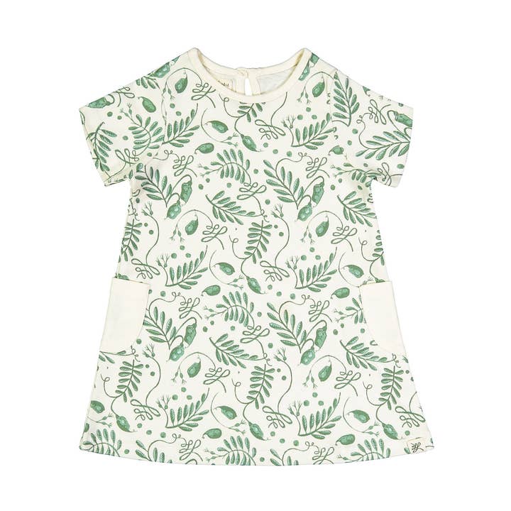 Lentil Print Organic Pocket Dress for wholesale by Little Lentil Clothing