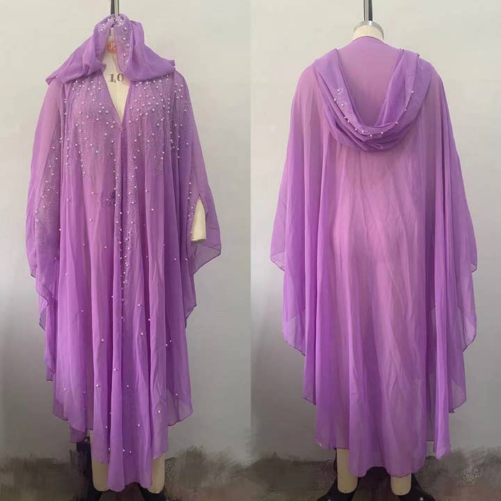 ACCITY - Wholesale Cape - Women's - African Beaded Long Robe Muslim Cape Hooded Dress_CWMM61389