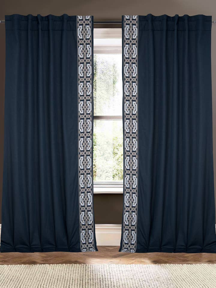 Imperial Ombre Blå 108" Linne Bomullsblandning Gardin för wholesale av Creative Threads, Inc.