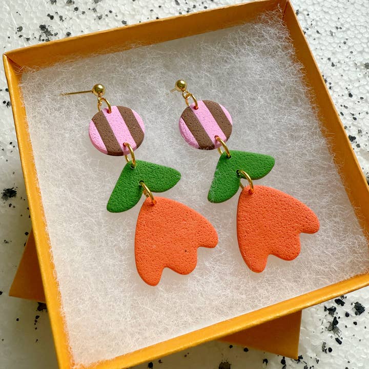 Lemon Lee Studio - Wholesale Dangle Earrings - Margot Red Flower Drop Earrings1