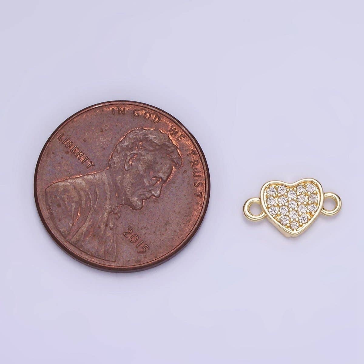 Aim Eternal - Wholesale Individual Charm/Pendant - 14K Gold Filled 7mm Micro Paved CZ Heart Mini Connector | G2902