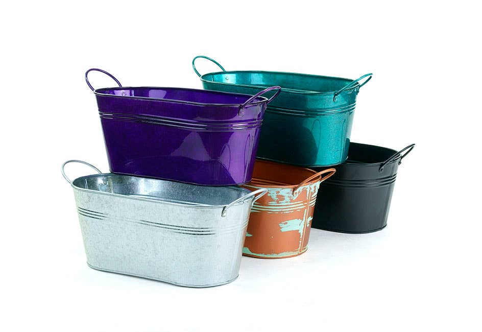 Buhi Imports – wholesale Korg – 12 tums Tin Oval Tub - Flera ytbehandlingar14