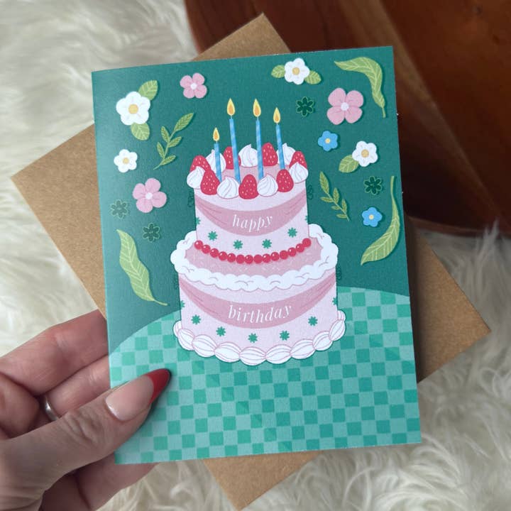 Happy Birthday Elegant Birthday Cake Party Card for wholesale by Big Moods