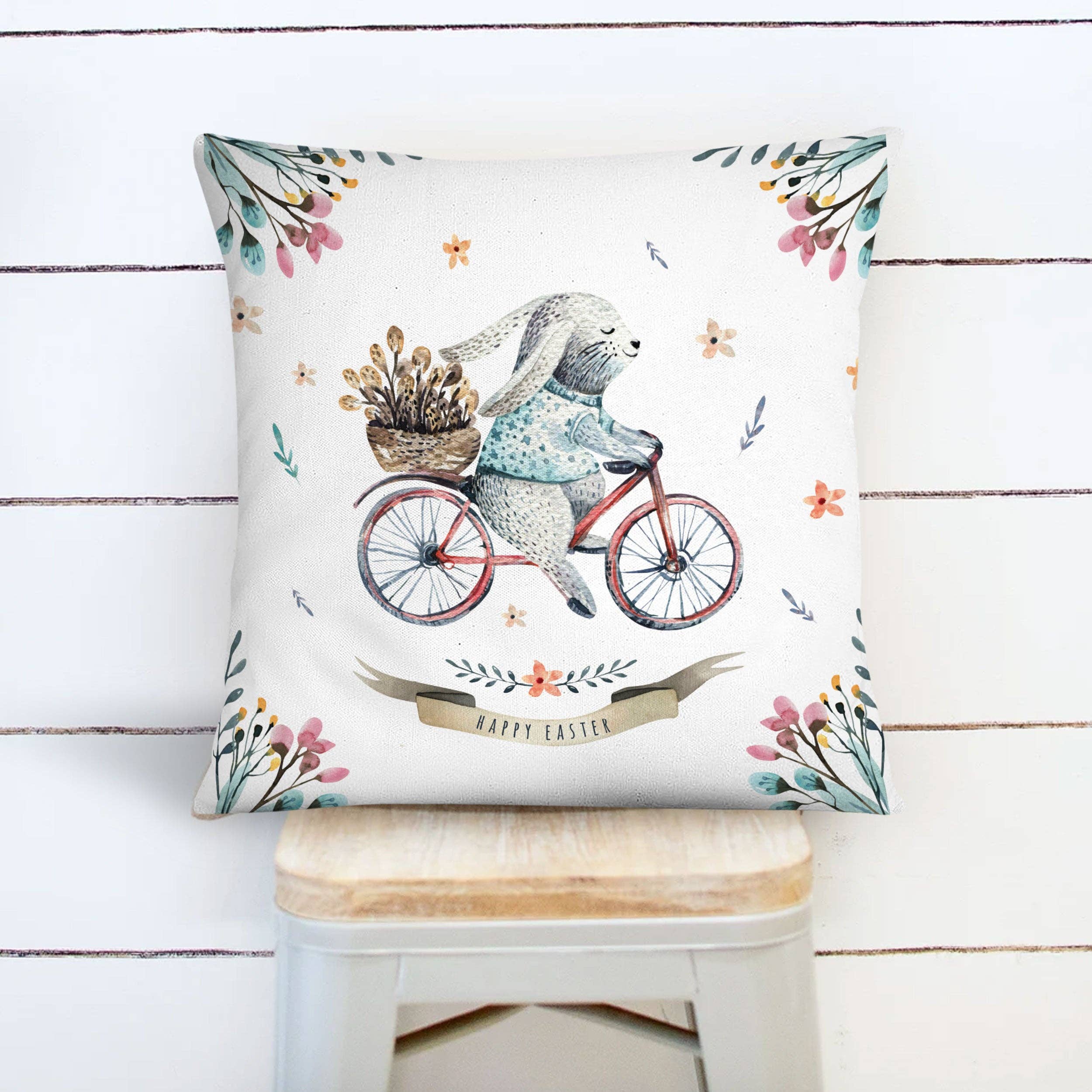 ZA Handmade Wholesale - Vente Housse de coussin - Taie d'oreiller de Pâques | Housse de coussin de Pâques Joyeuses Pâques | Taie d'oreiller aquarelle lapin de Pâques | Oreiller décoratif de Pâques pour la décoration de la maison0