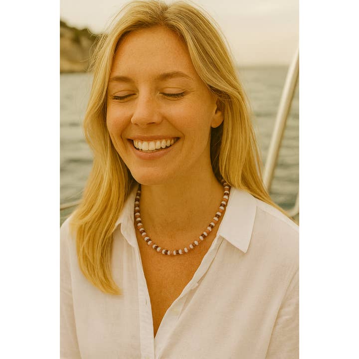 Necklace glass beads, glossy lens, Mina for wholesale by perleperle