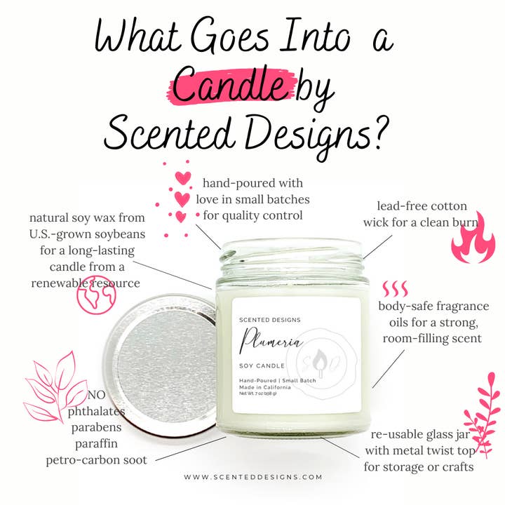 Scented Designs Candle Co - Wholesale Jar/Filled Candle - Plumeria Soy Candle - 7oz Signature Jar5