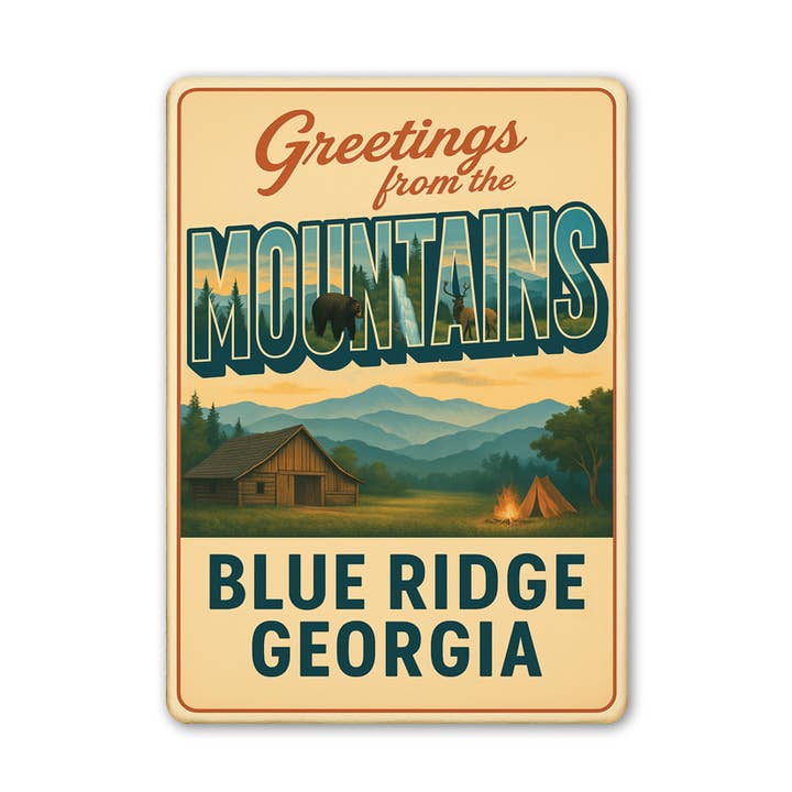 Saluti dalle Montagne Blue Ridge Georgia Segnale per la vendita all'ingrosso da parte di Lizton Sign Shop, Inc
