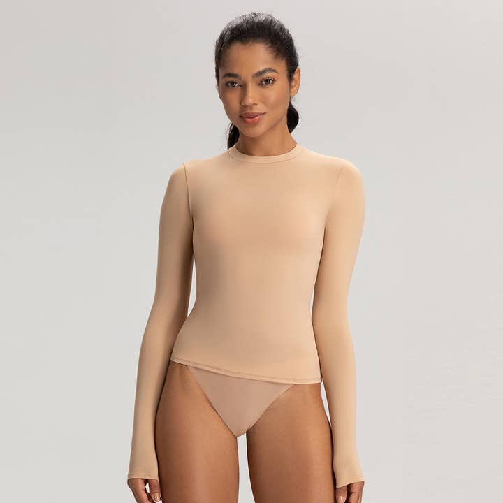 Sodalemon - Wholesale Athletic Top - Women's - Women High-Stretch Round-Neck Workout Long Sleeve Top15