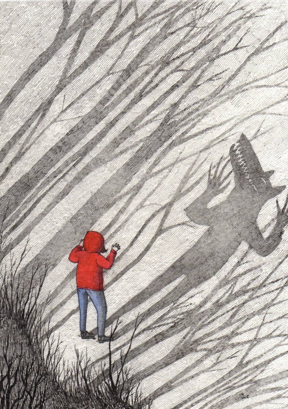 Stupid Animal Shop - Wholesale Art Print - Only My Shadow- 5x7" Werewolf Print